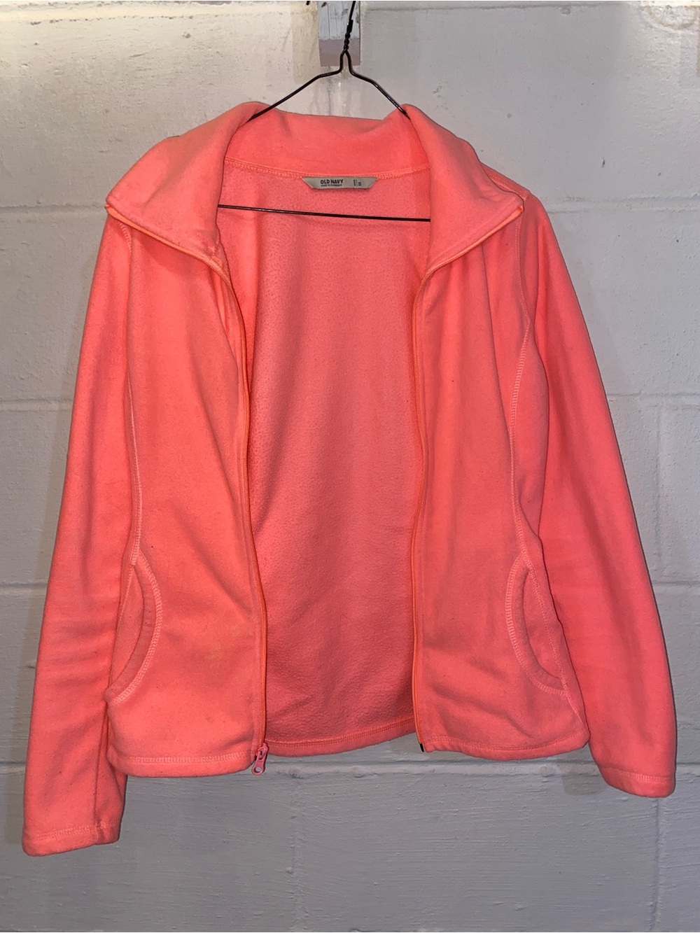 Old Navy Coral-Orange Fleece Zip Jacket